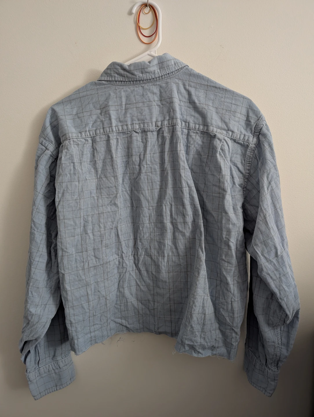 Light Blue Plaid Corduroy Button-Up Pocket Shirt 26" ptp 🏈 - photo 3