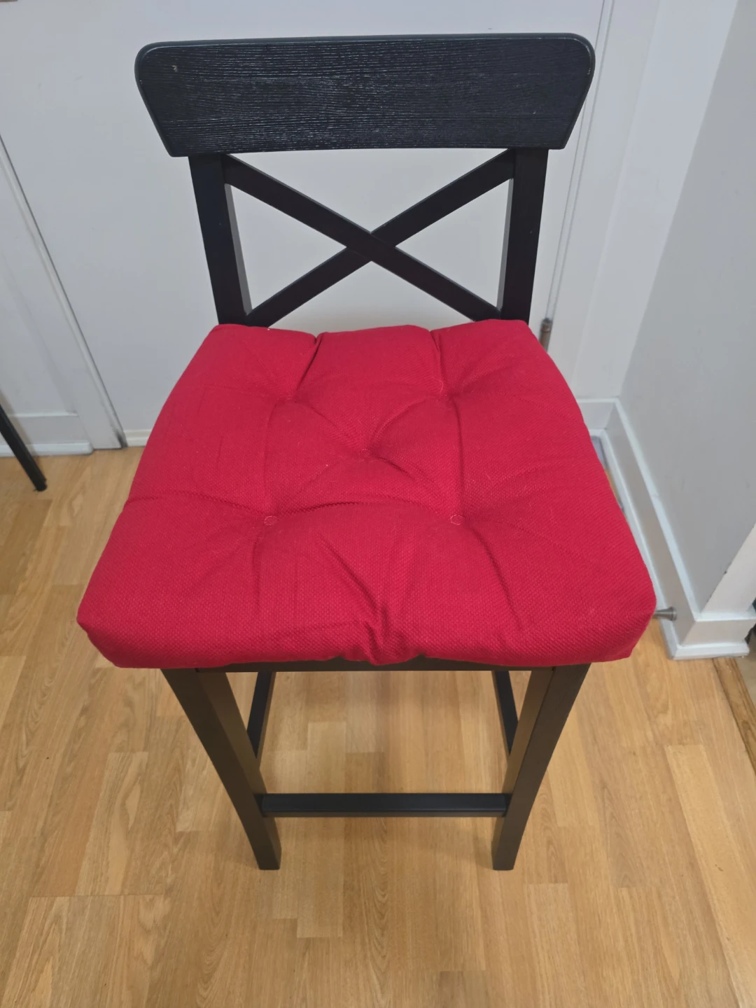 Set of 4_Dark Brown Wooden Bar Stool with Cushion - photo 4