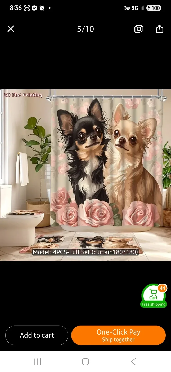 NEW Chihuahua and Rose Bathroom Set - photo 5