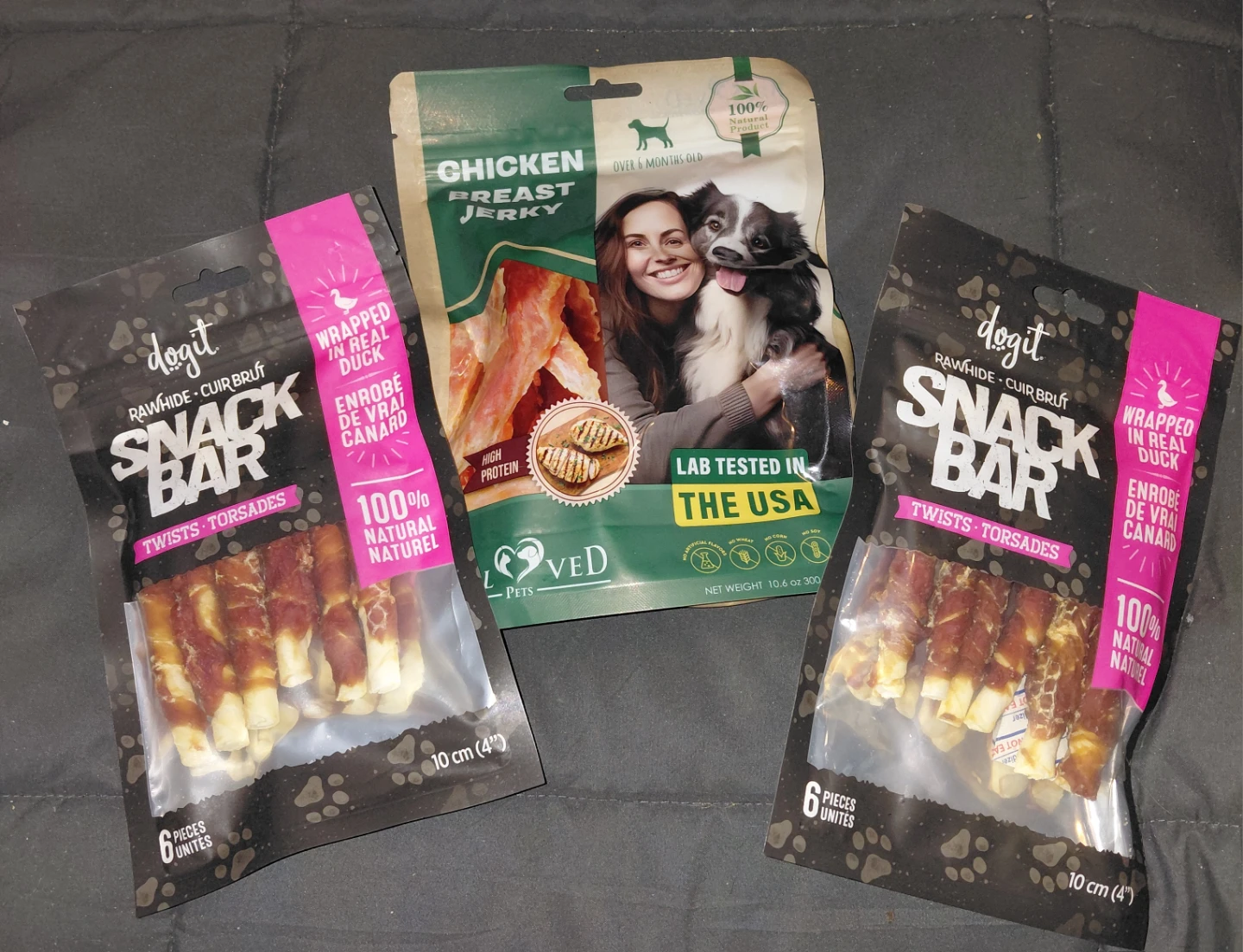 Dogit Snack Bar Twists and Beloved Pets Jerky - Unexpired