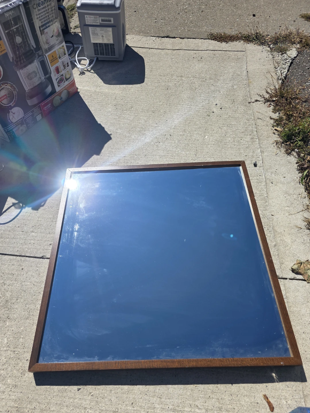 Square Wood Framed Wall Mirror
