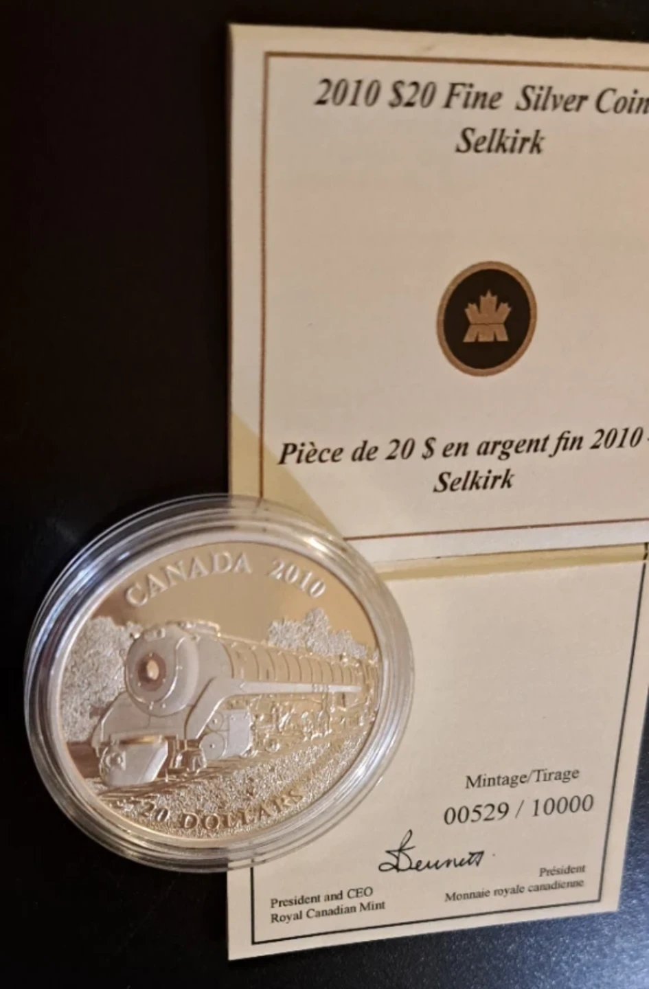 2010 Royal Canadian Mint $20 Selkirk, .9999 Fine Silver Coin - photo 4