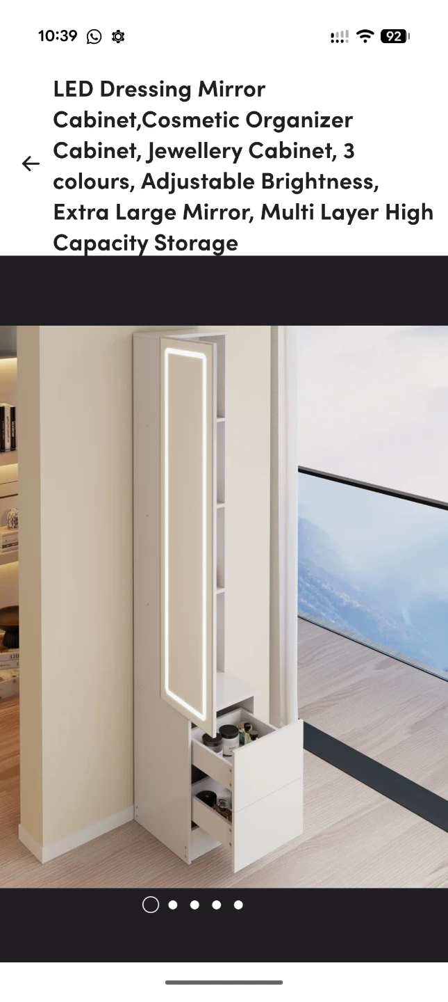 Brand New In Box- White LED Dressing Mirror and Storage Cabinet