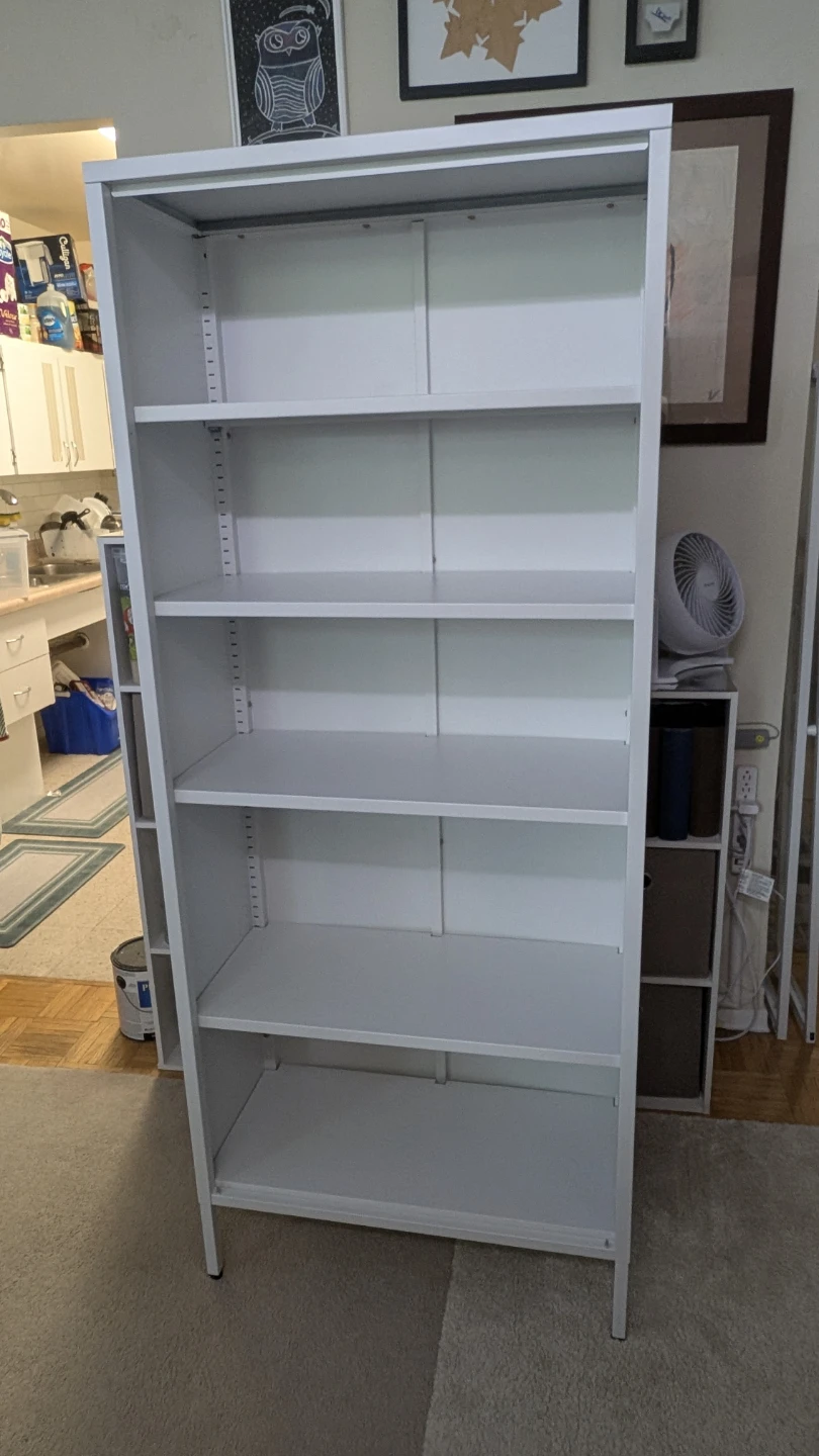 White metal Bookcase with Glass Doors - photo 3