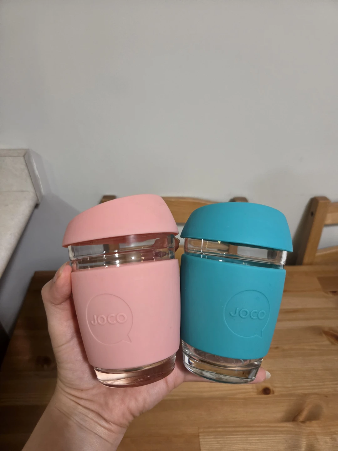 Two JOCO Glass Reusable Cups