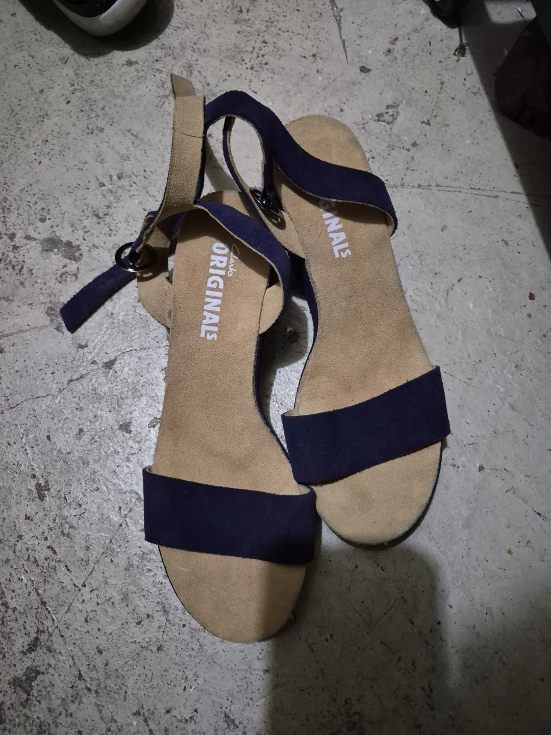 Clarks Originals Navy Suede Wedge Sandals
