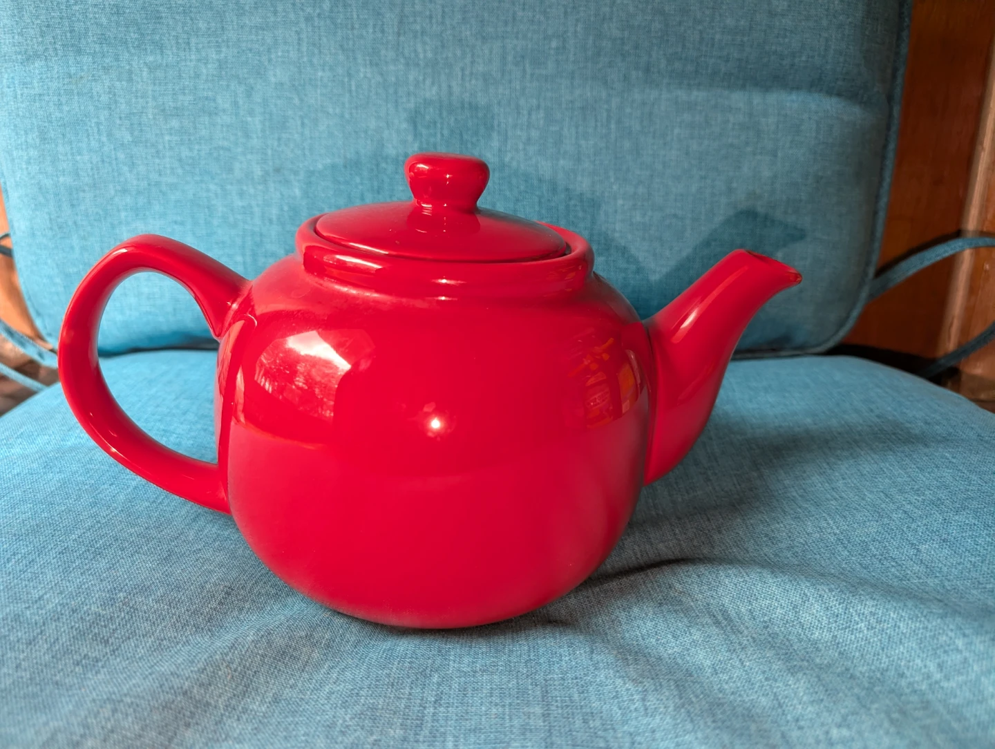 Red ceramic teapot