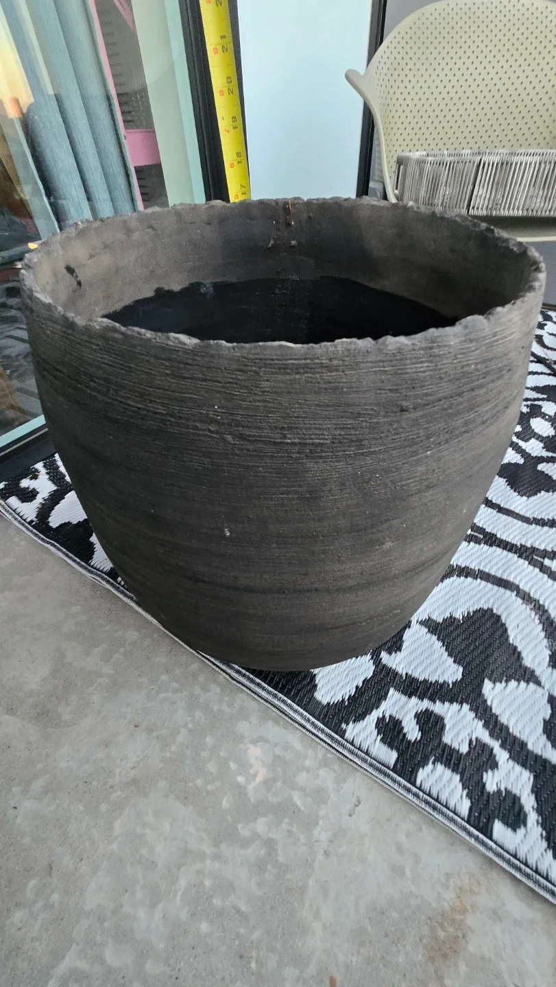 Dark Grey Textured Ceramic Planter Pot - photo 2