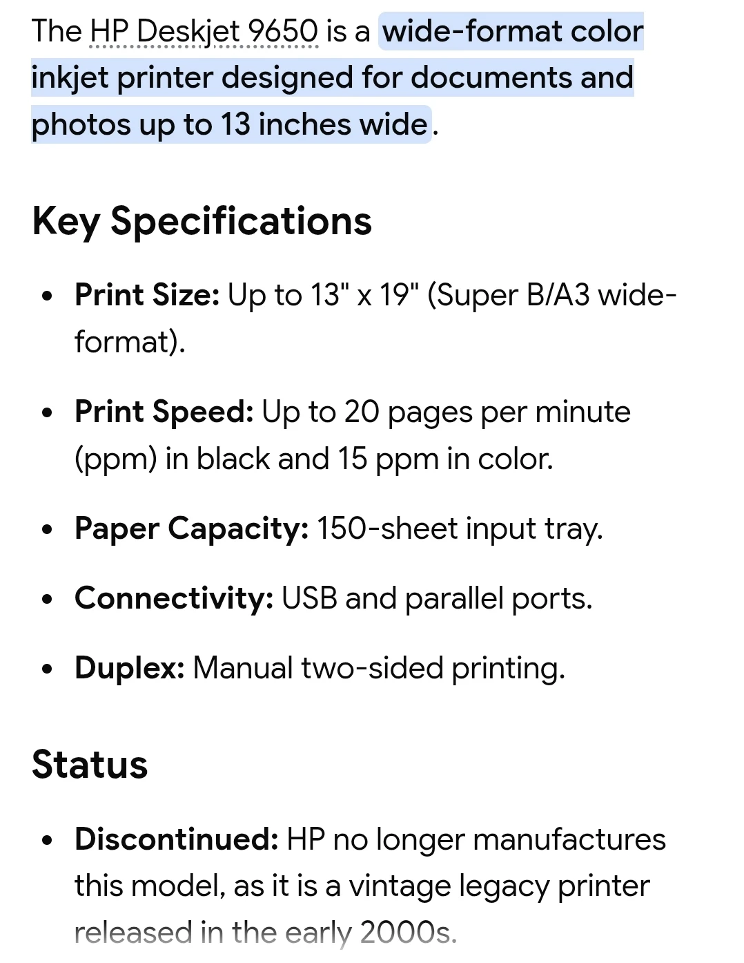 HP Deskjet 9650 Wide-Format Color Inkjet Printer - photo 4