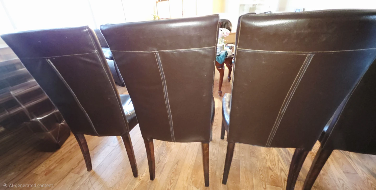 Set of 4 Dark Brown Faux Leather Dining Chairs - photo 2