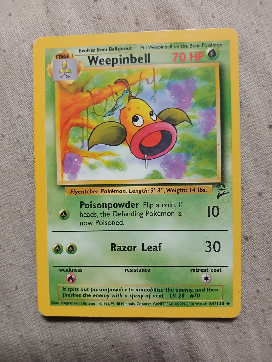Weepinbell 64/130 1999-2000 Pokémon Card