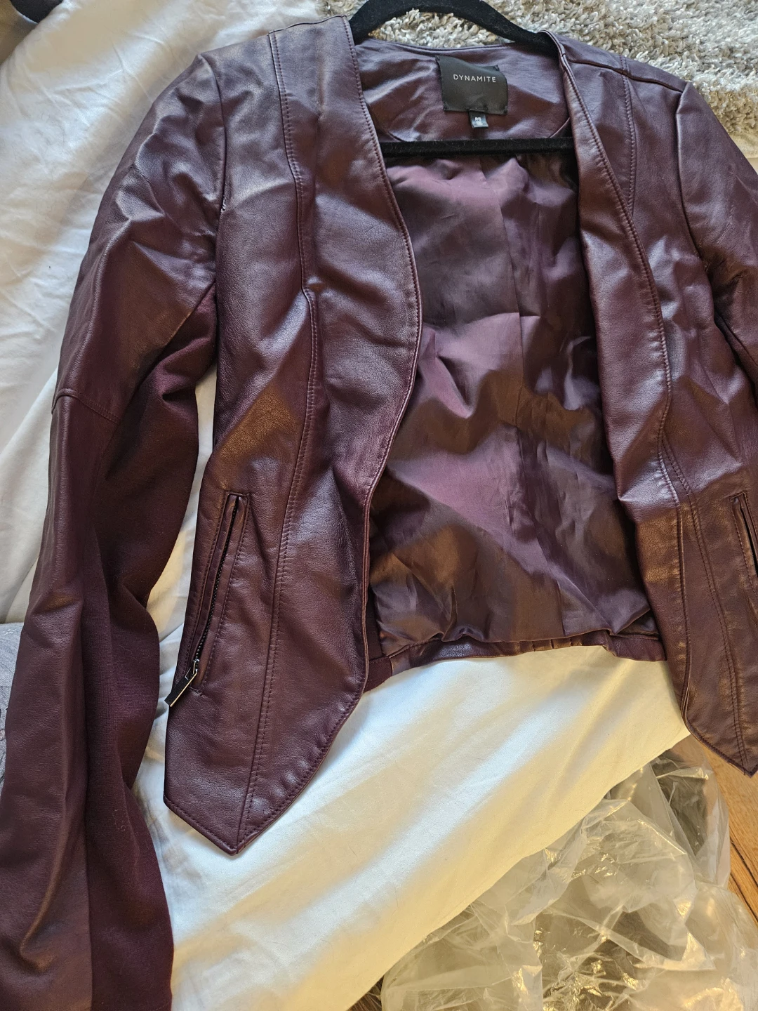 Dynamite faux leather jacket in plum - photo 3