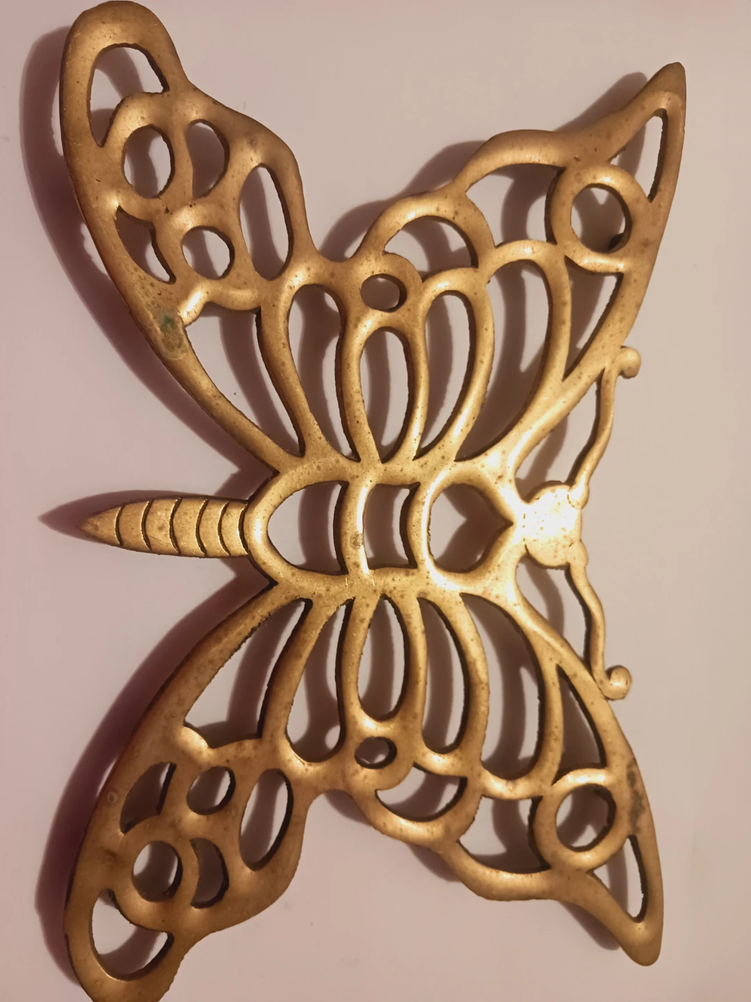 Old Vintage Brass Butterfly Trivet - photo 2