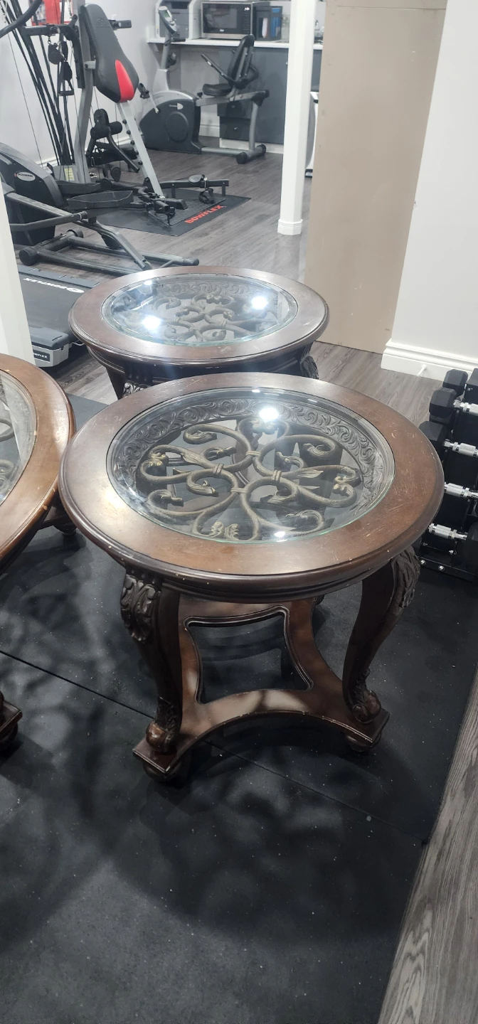 Set of Three Wooden and Glass Tables - photo 3