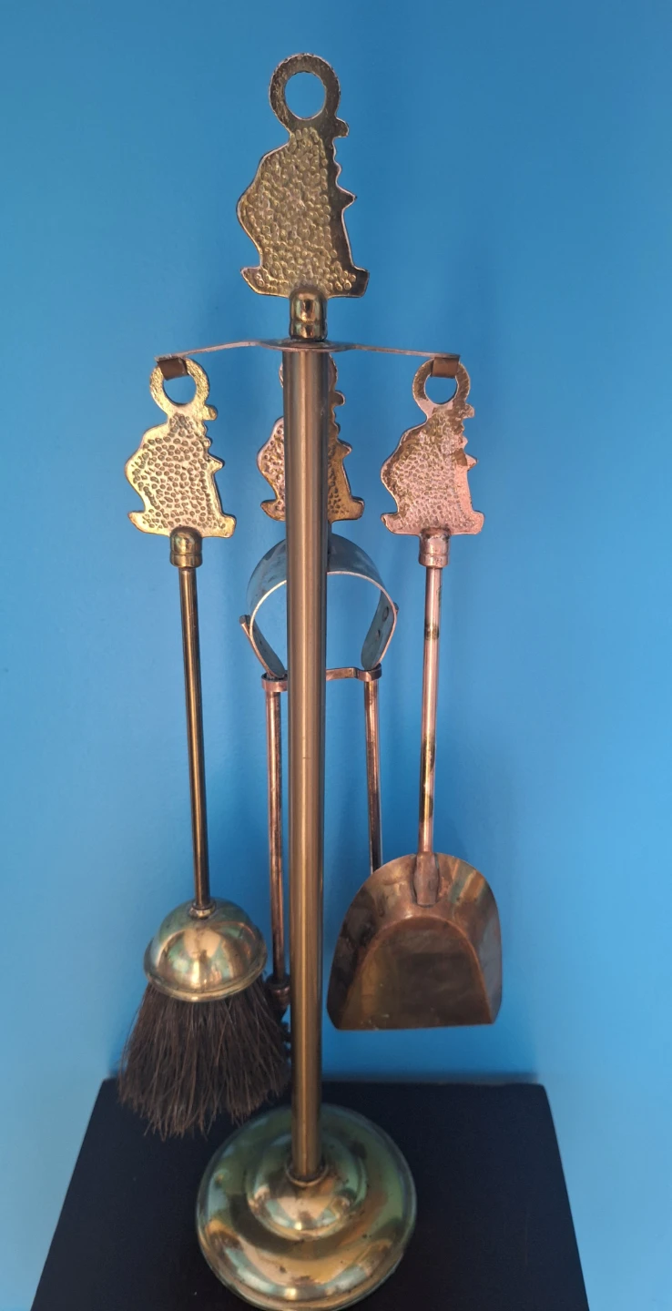 Vintage brass fireplace tool set - photo 2