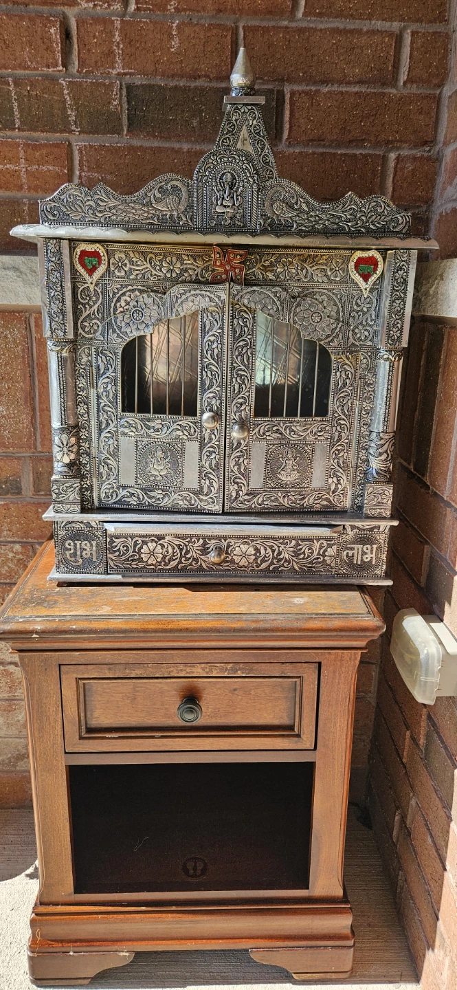 Vintage Ornate Silver-Tone Puja Mandir - photo 3