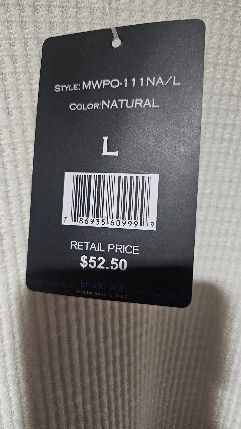 Blue Ice Waffle Knit Hoodie - Natural - Size Large - photo 3