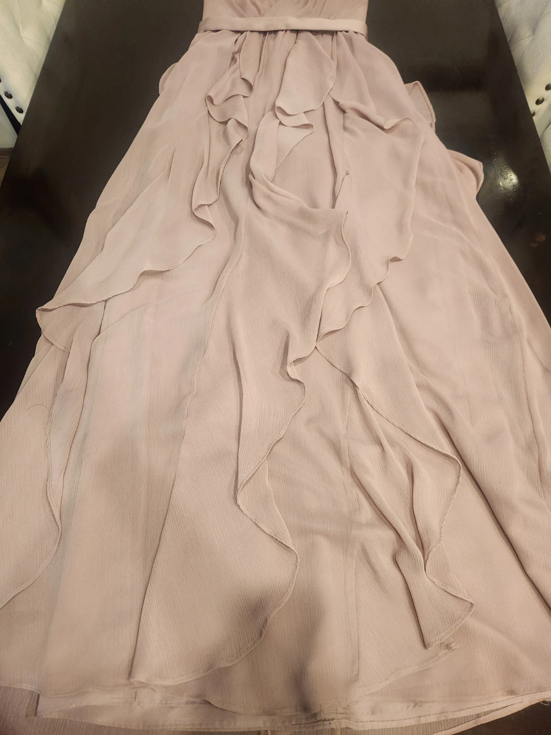 Blush Pink Chiffon Ruffle Maxi Dress - photo 3