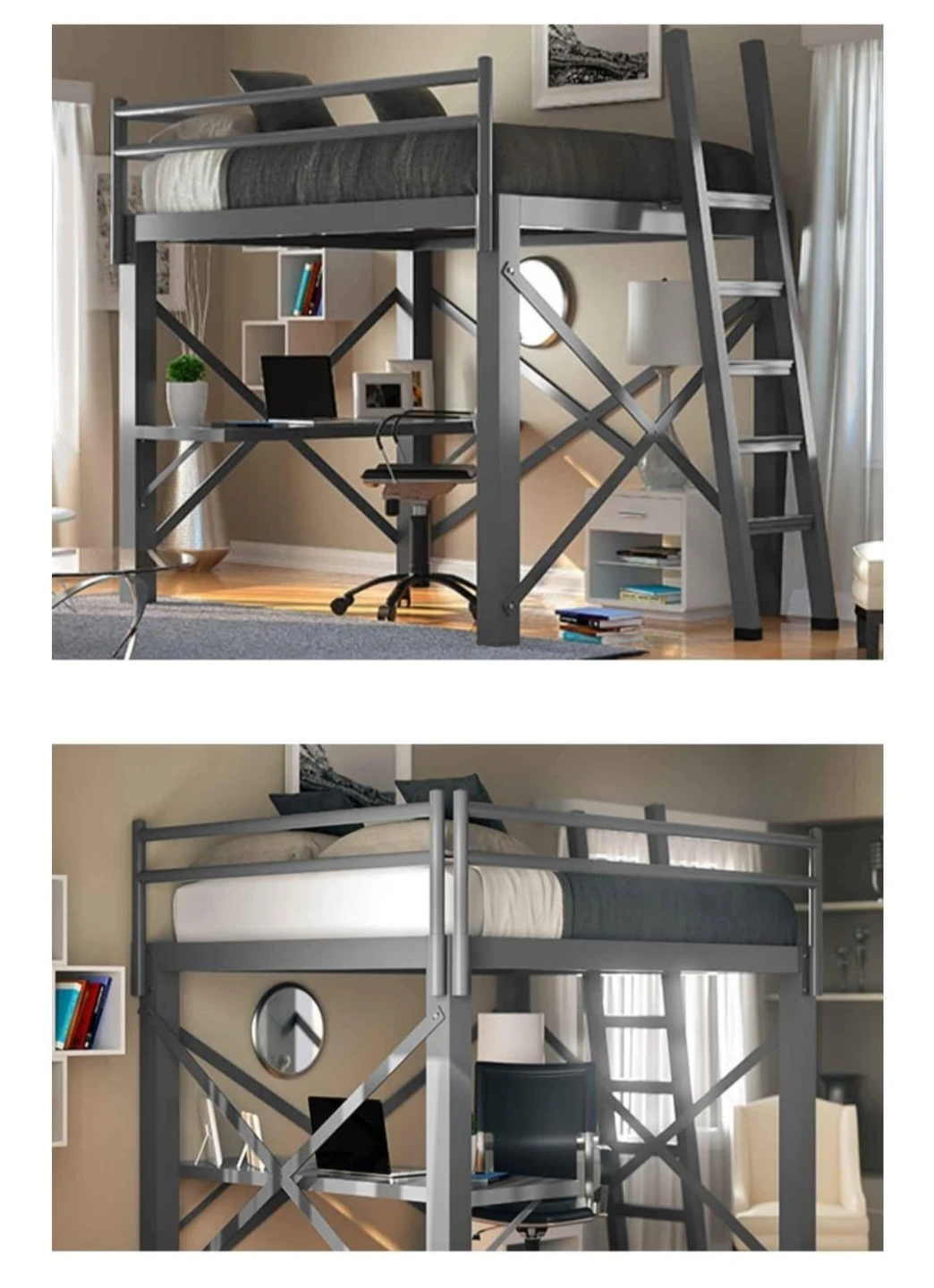 Loft Bed Metal (Heavy-Duty) - Adult Queen Size