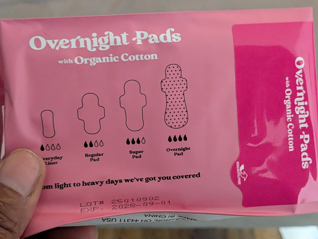 b.pure Overnight Pads with Organic Cotton 6 Count