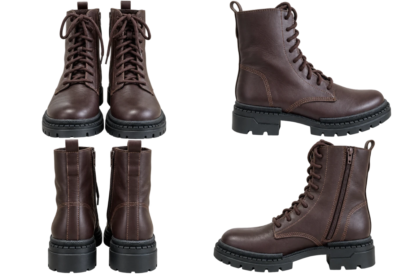 Steve Madden Dark Brown Lace-Up Combat Boots