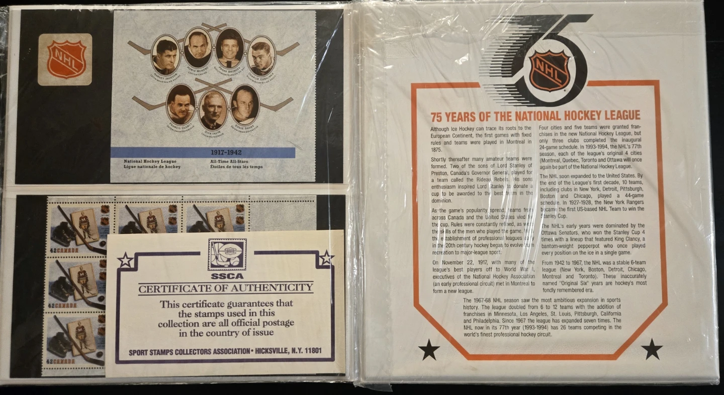 Rare Deluxe 92 NHL Hockey Stamp Portfolio & Molson Handbooks - photo 4