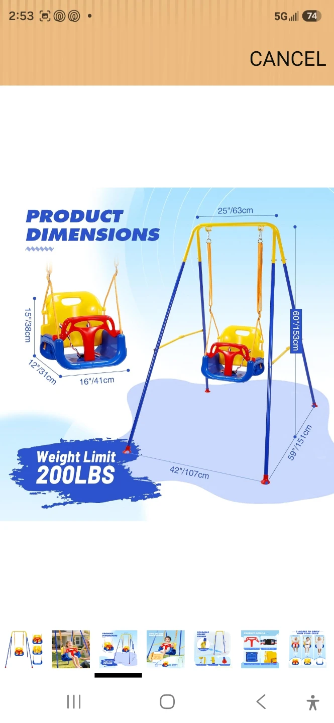 Two-in-One Kids Folding Swing Set - photo 2