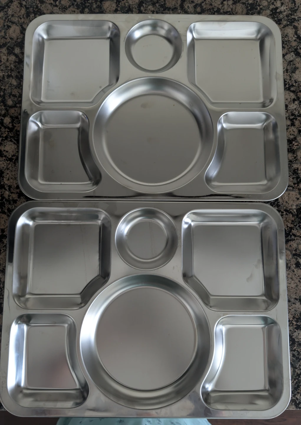Set of 2 Stainless Steel Thali/ Compartment Tray.