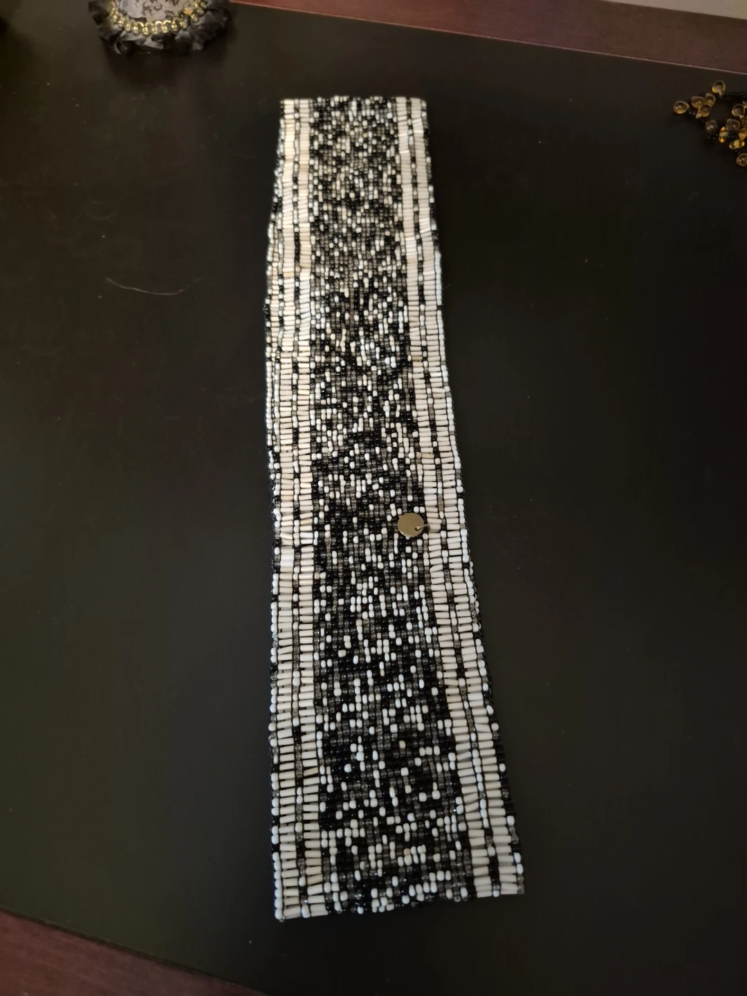Black and white beaded belt