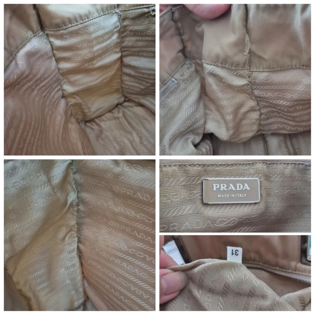Prada Beige Nylon Leather Strap Tote Bag - photo 5