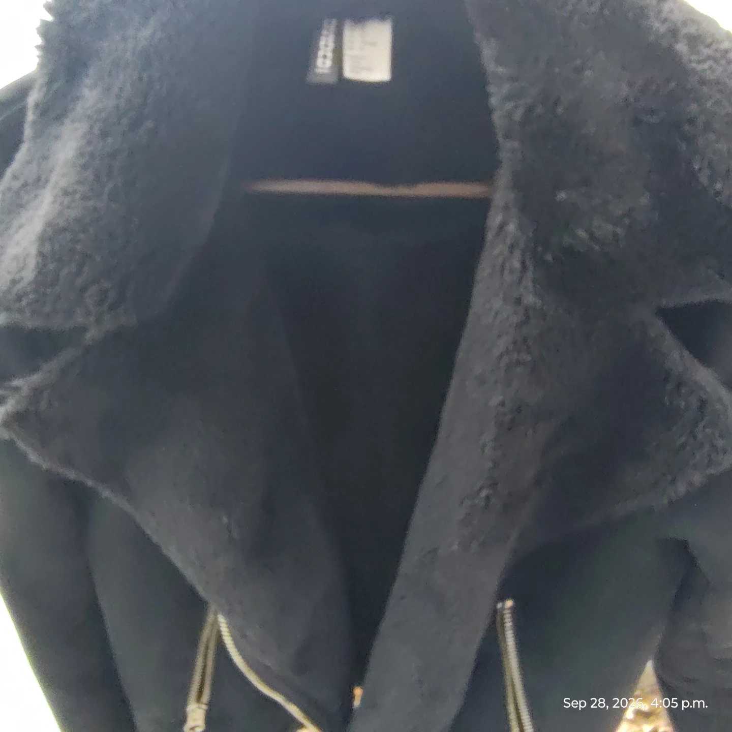 H&M Divided Black Faux Shearling Biker Jacket - photo 2