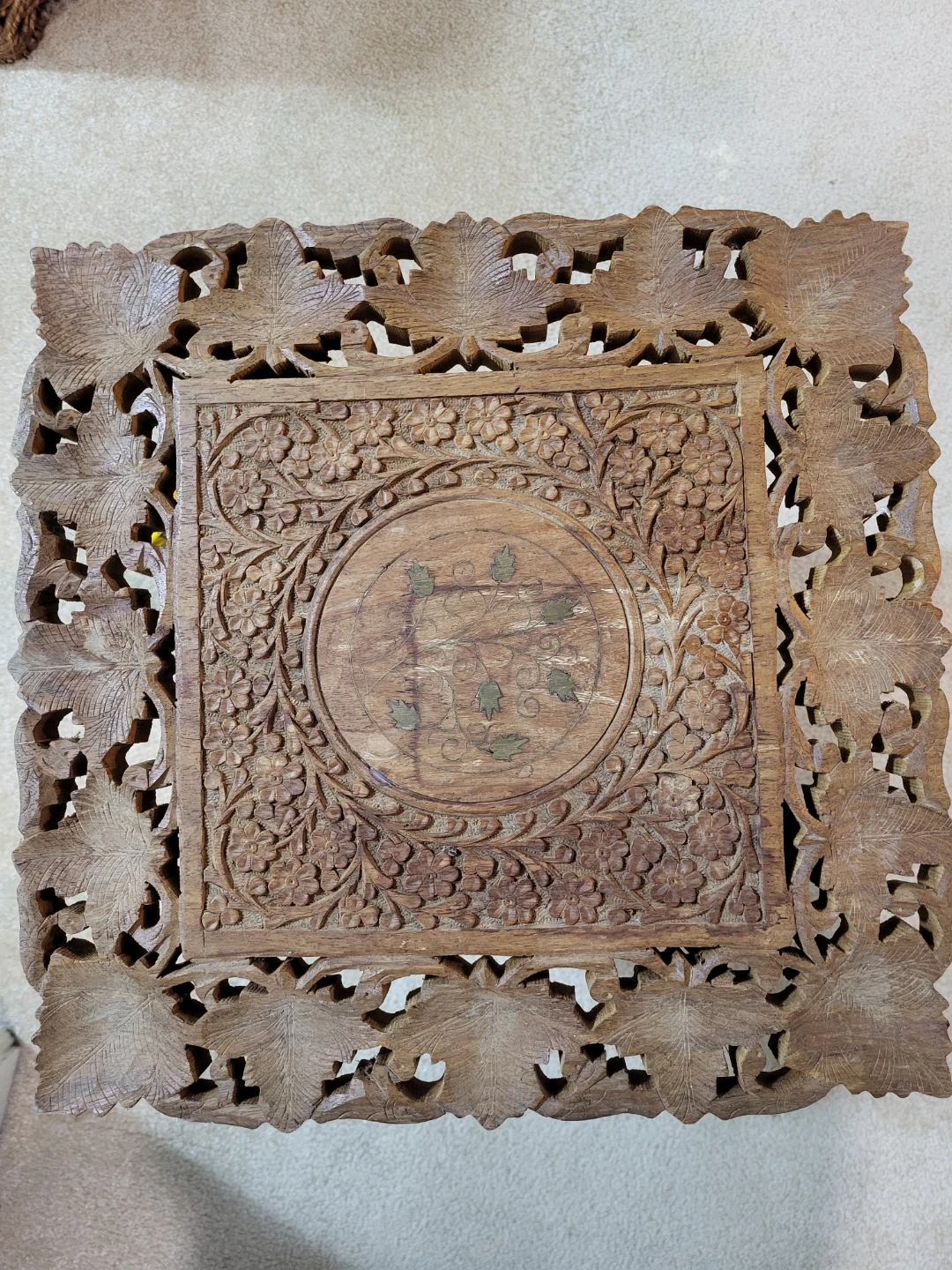 Carved Wooden Antique Side Table