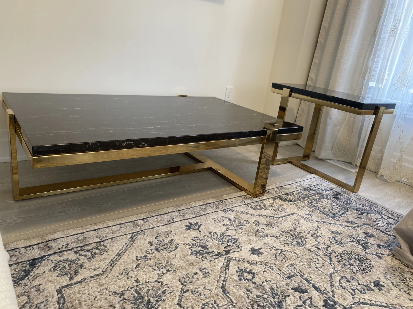 Black Marble Coffee Table and Side Table Set - photo 2