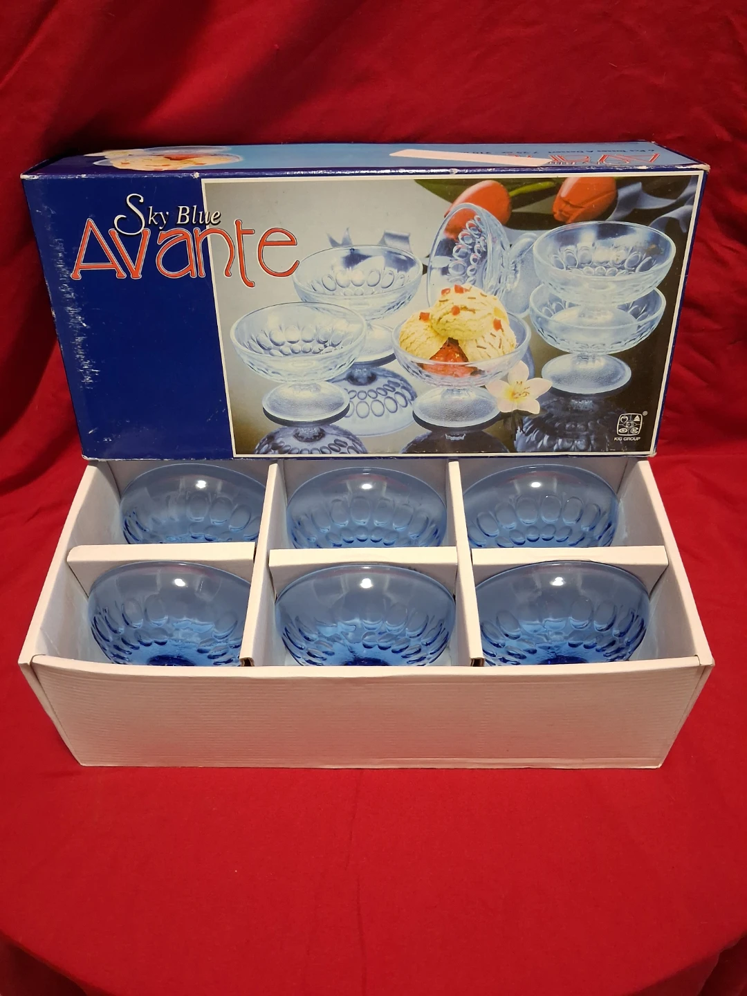Sky Blue Avante Glass Dessert Bowls