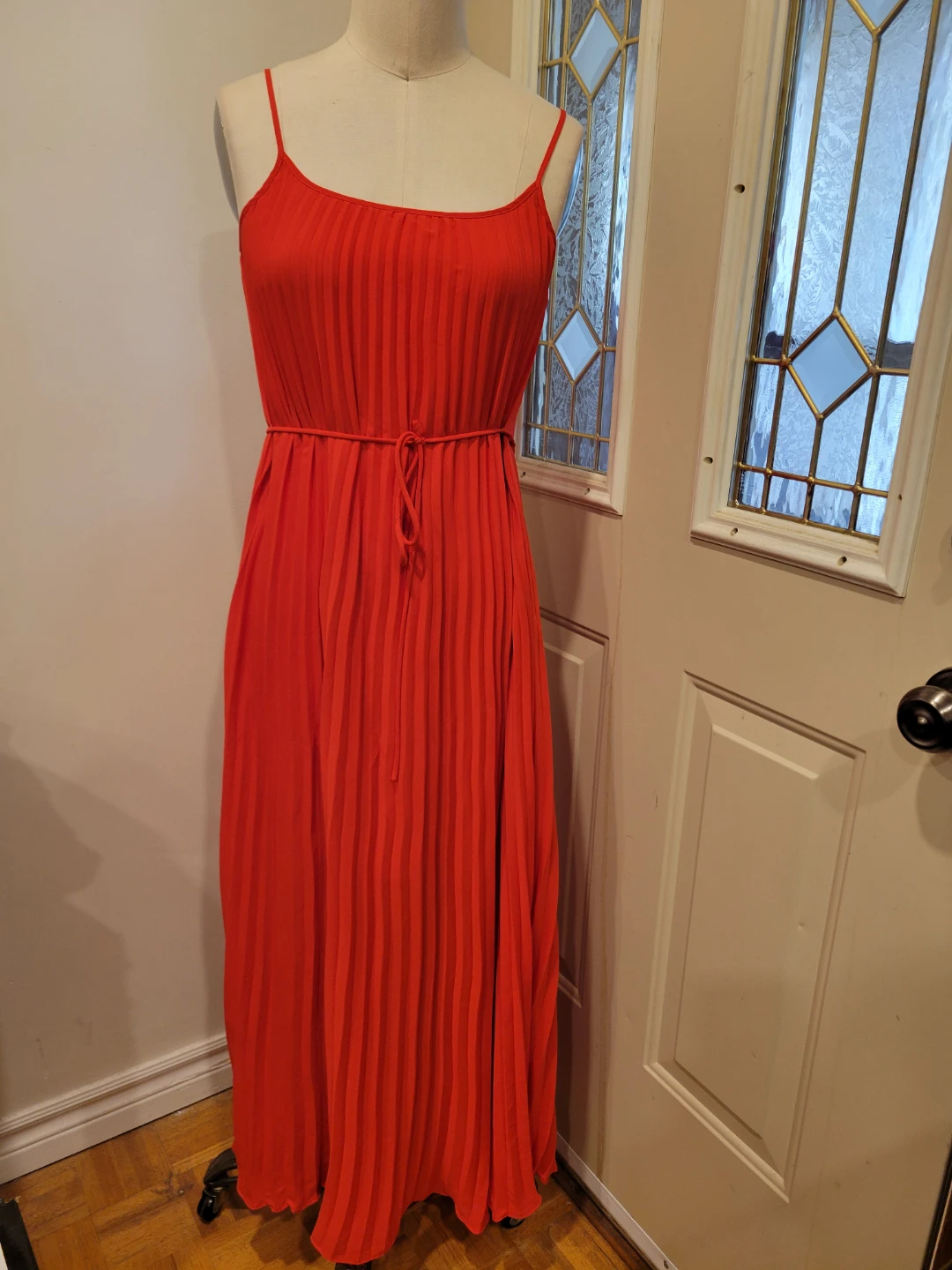 Banana Republic Red Pleated Maxi Dress