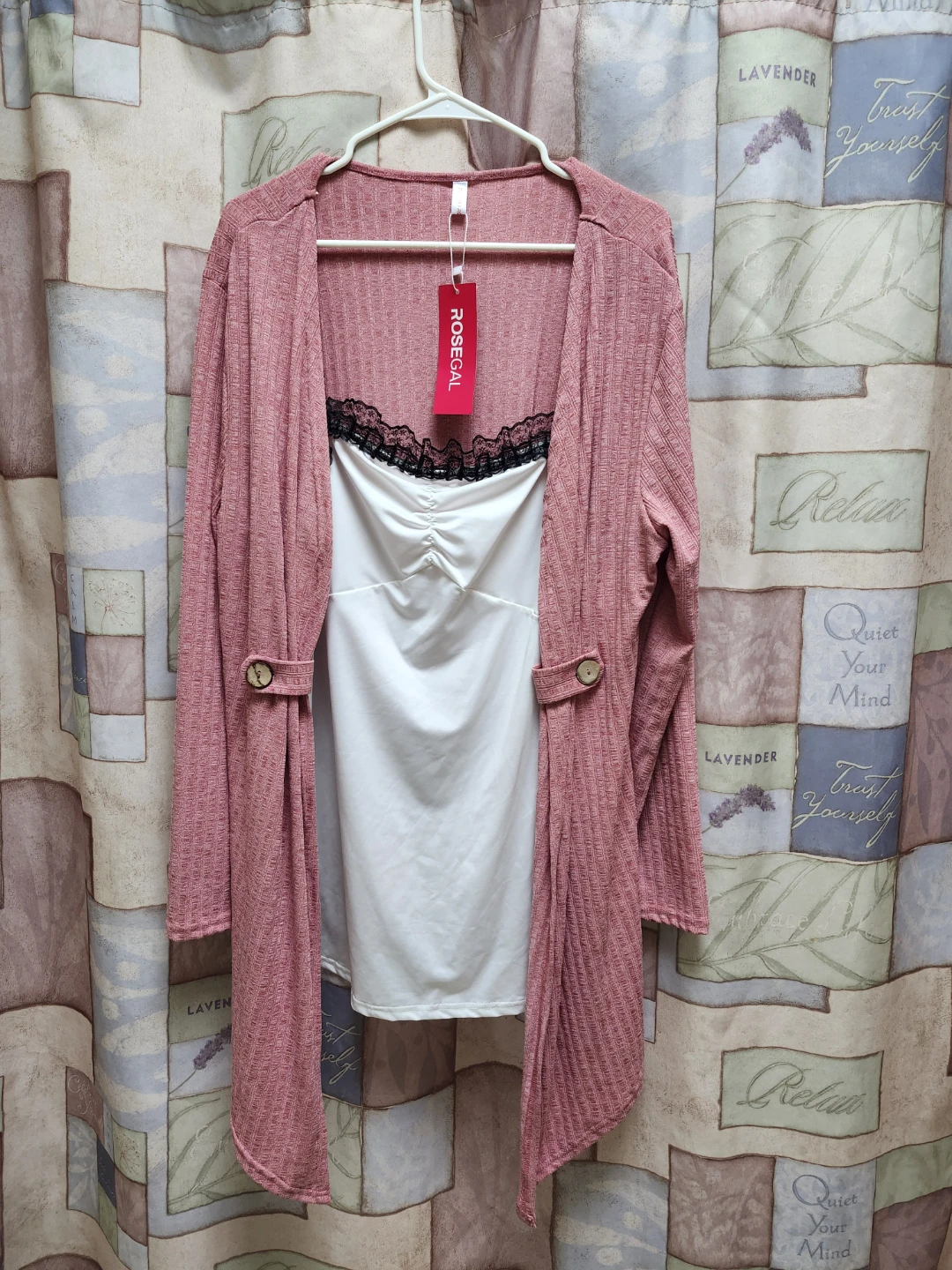 Rosegal Women's 3XL Pink Ribbed Cardigan