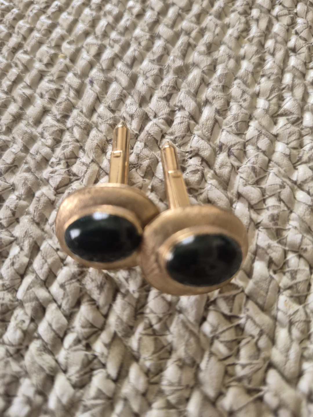 Gold-tone cufflinks with black oval stone - photo 2
