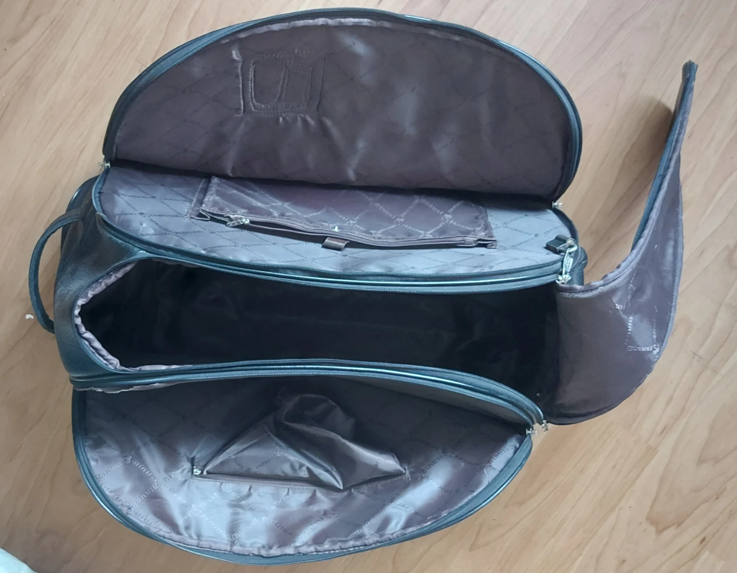 Binusi Black Leather Travel Bag with Wheels - photo 3