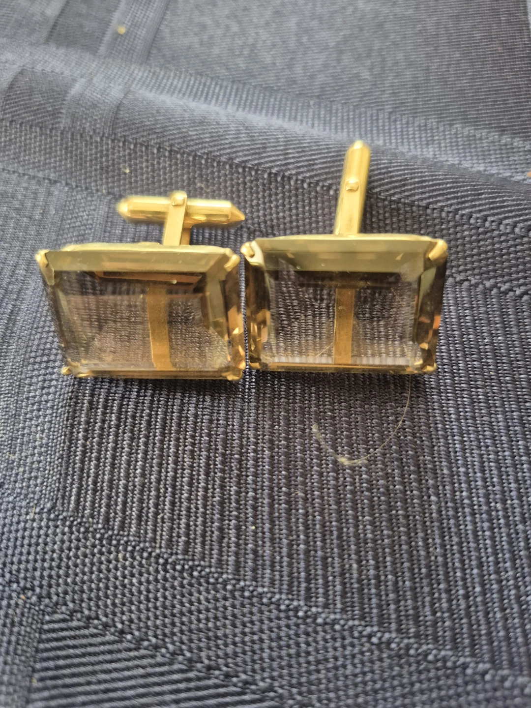 Gold-Tone Smoky Quartz Style Cufflinks - photo 3