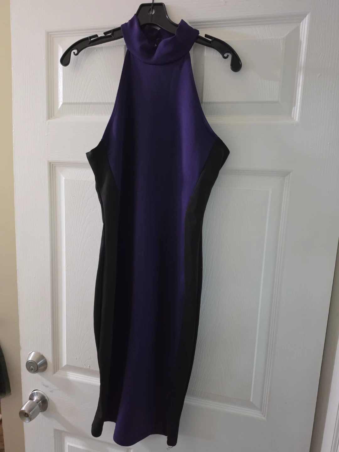 Purple and Black Halter Neck Dress
