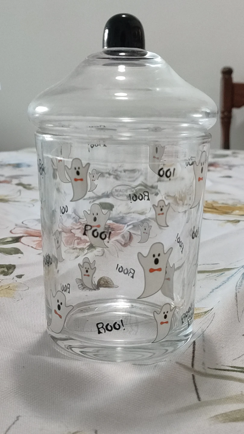 Clear Glass Ghost Jar with Lid