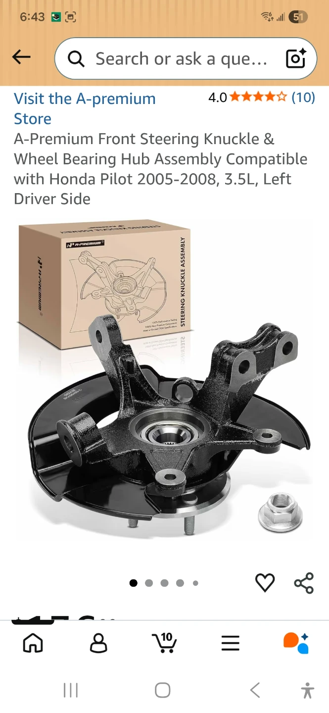 A-Premium Front Steering Knuckle & Wheel Bearing Hub Assembly