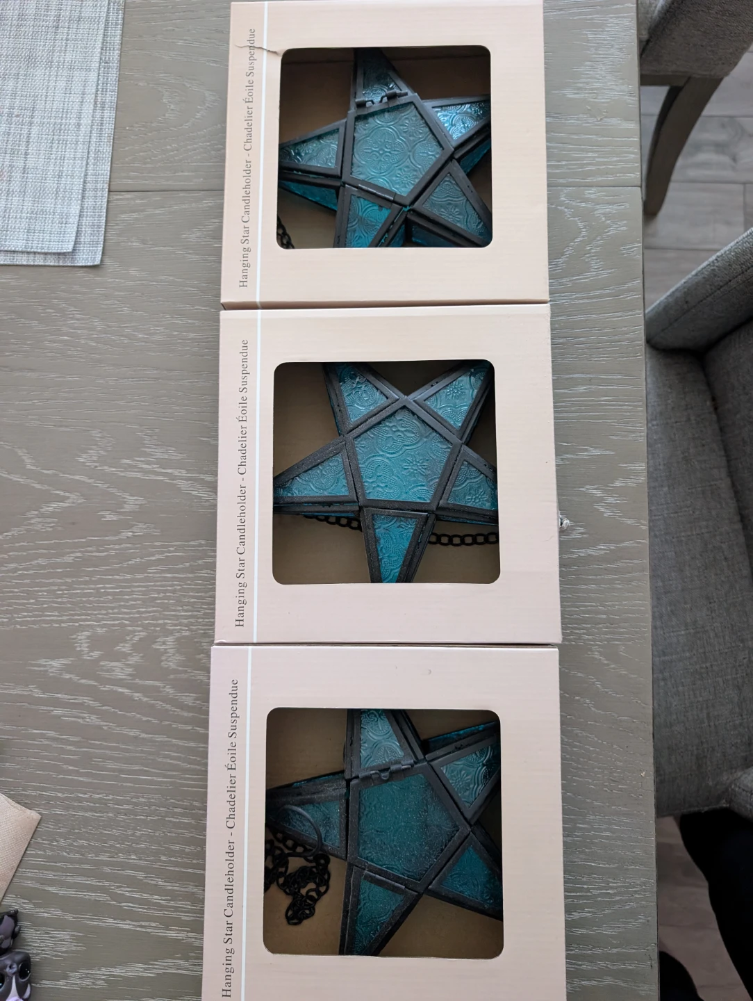 3 Hanging Star Candleholders