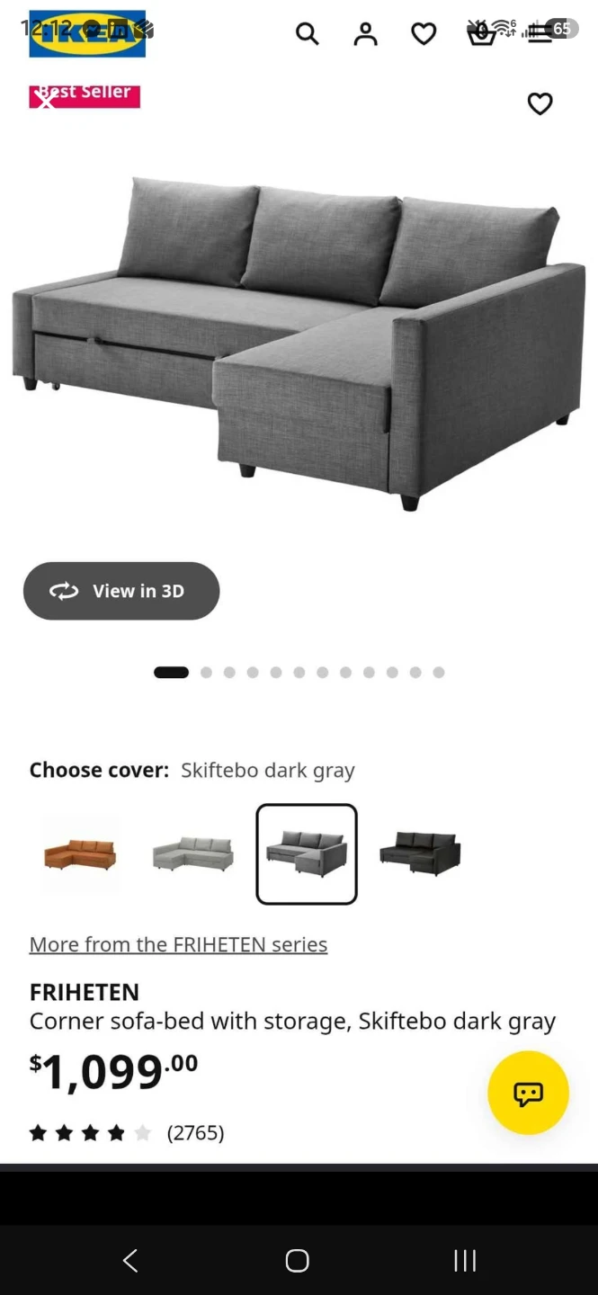 IKEA FRIHETEN Corner Sofa Bed with Storage – Dark Grey - photo 2