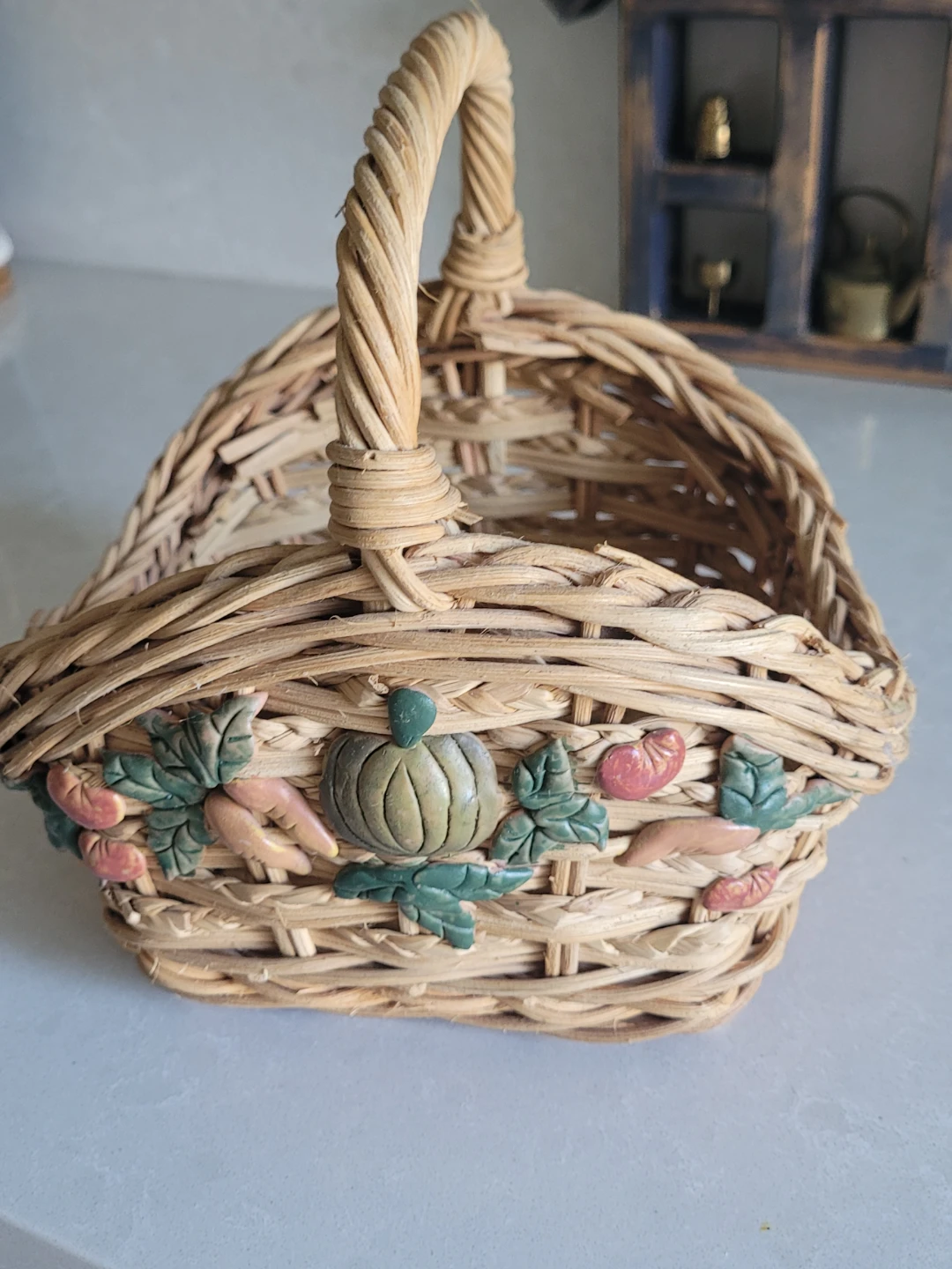 Wicker Basket with Harvest Decoration