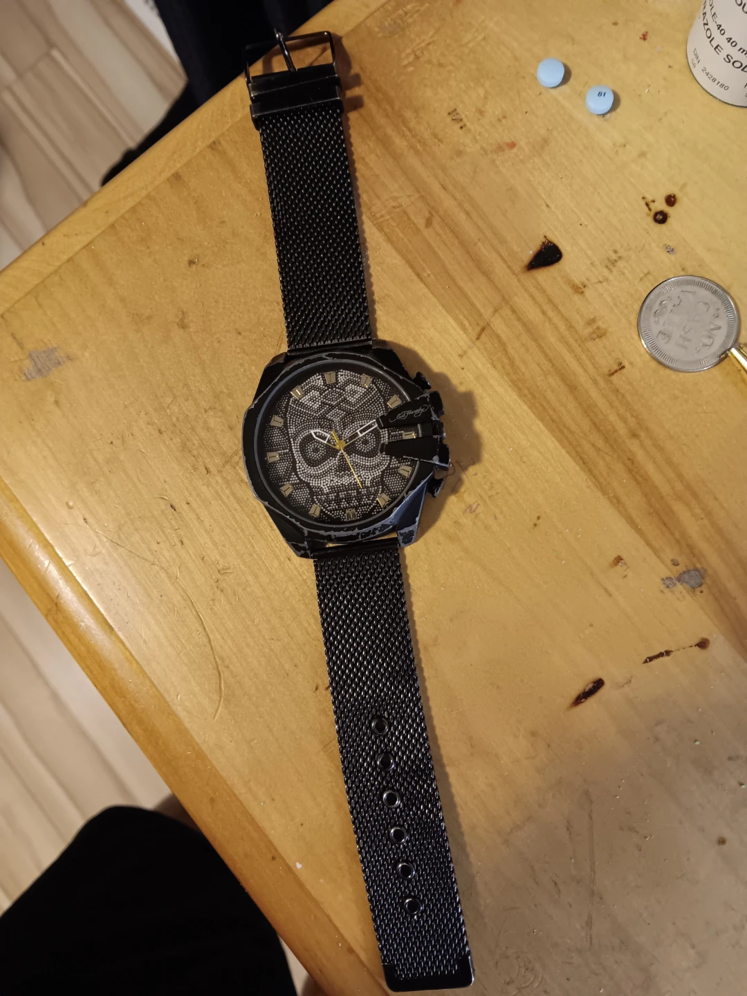 Ed Hardy Skull Mesh Strap Watch