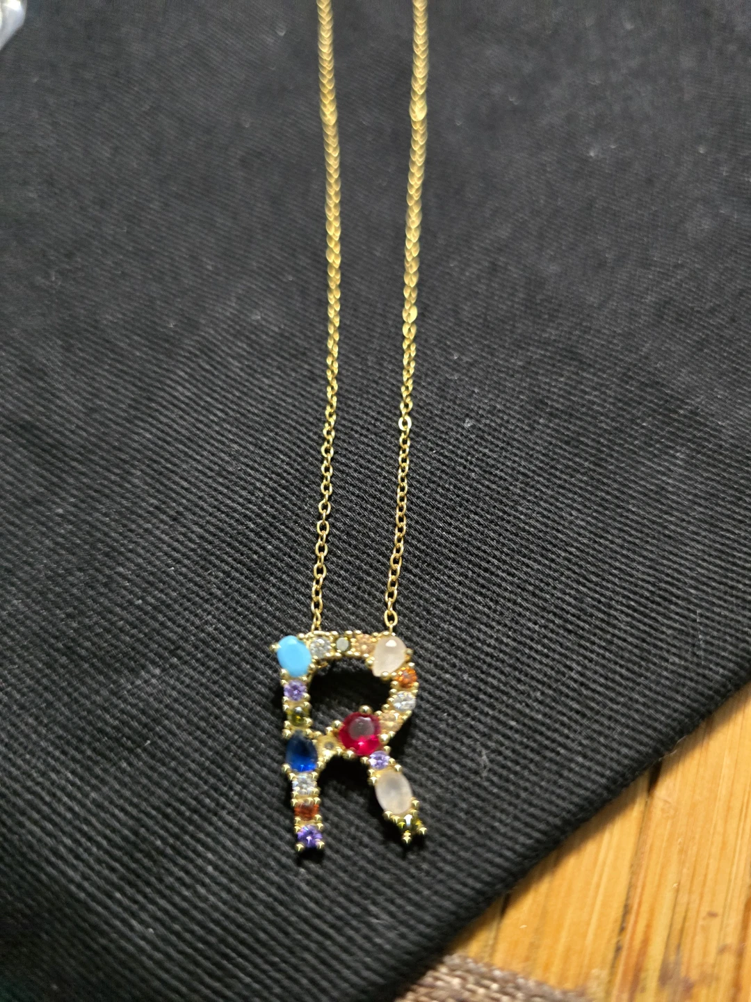 Initial Letter Necklace with Multicoloured Stones - photo 4