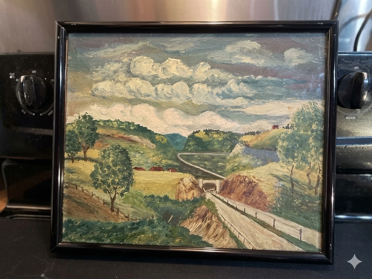 Landscape Oil Painting in Black Frame