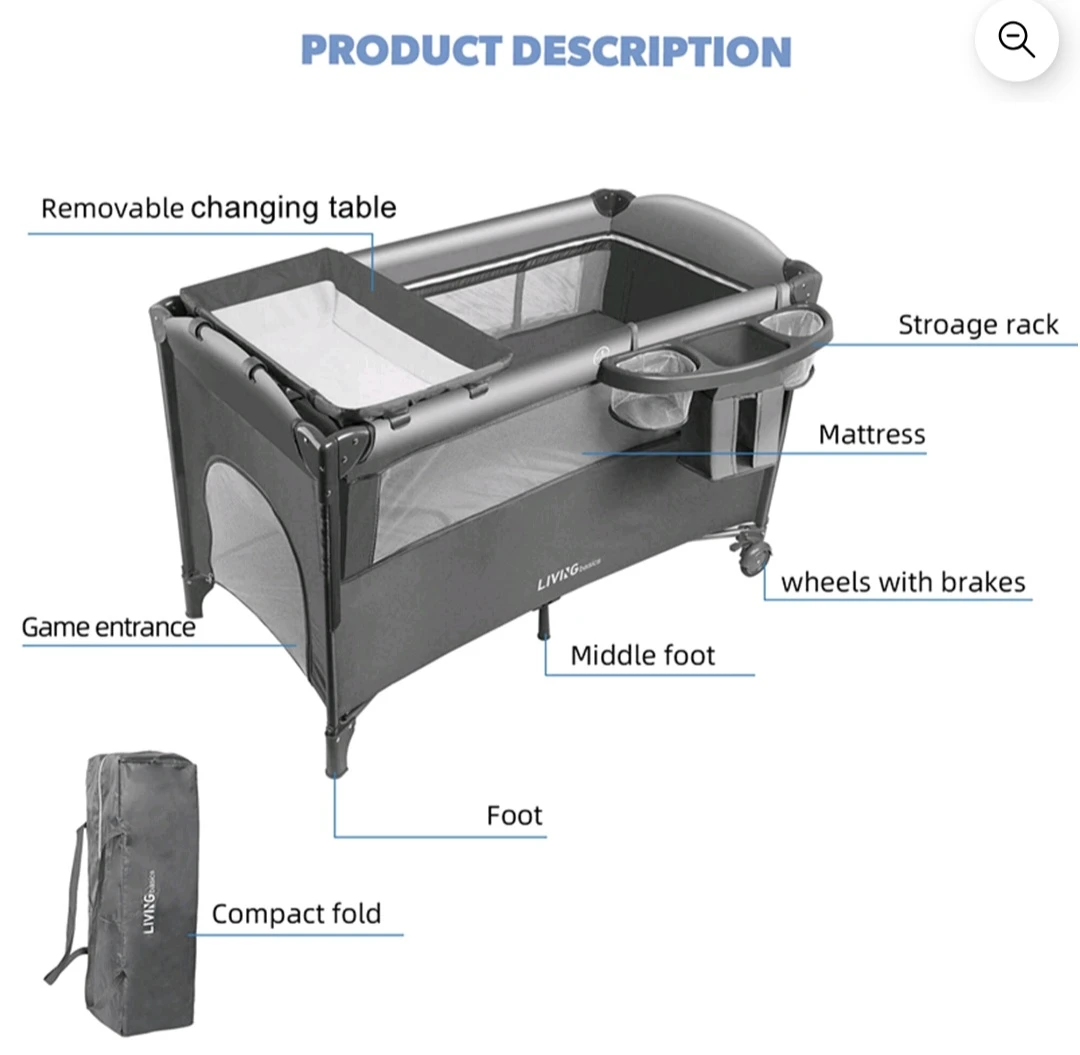 Portable Playpen Crib diaper change all in1