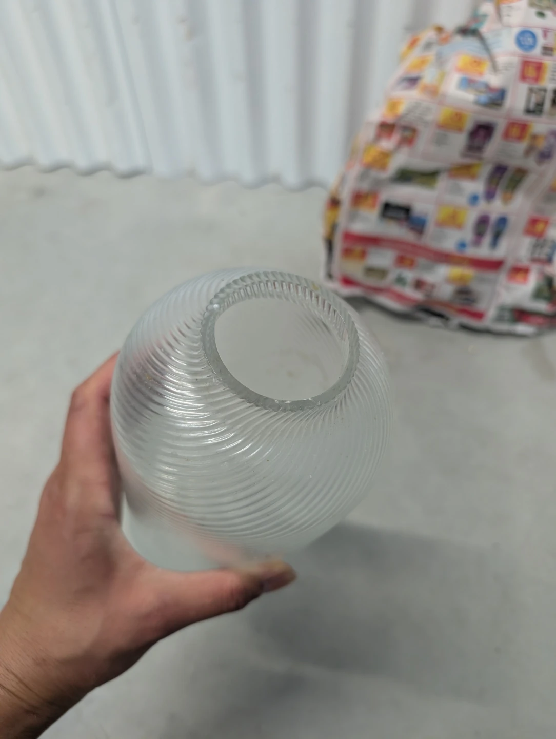 Clear Glass Vase with Spiral Pattern - photo 4
